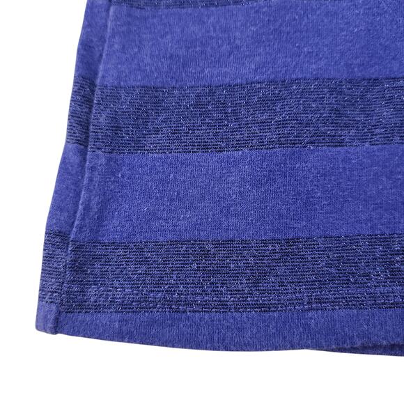 Blue Striped Shirt Womens PM Medium Petite Horizontal Sparkly Shimmer Cap Sleeve - Picture 7 of 12